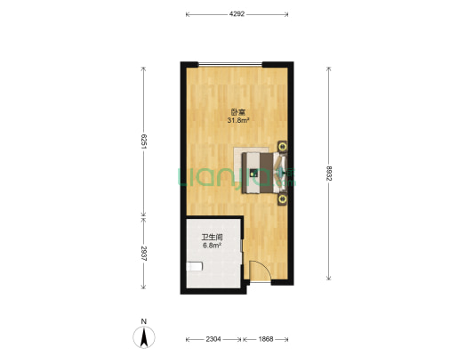 长晟豪生环球公寓 1室0厅1卫 59平方