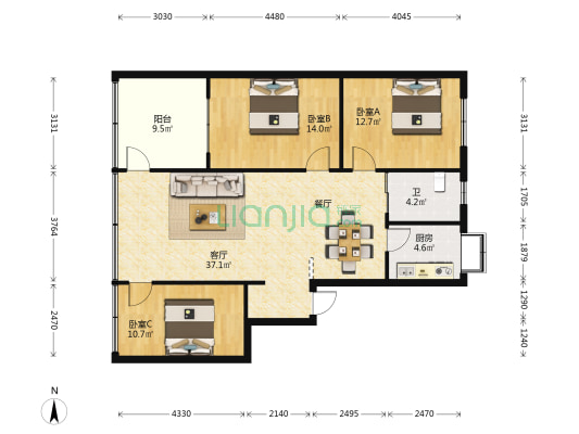百子正街6号 3室1厅1卫 113平方