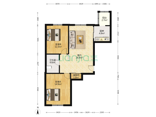 瑞盈园 2室1厅1卫 90平方