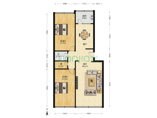 兰泰住宅小区 2室1厅1卫 116平方