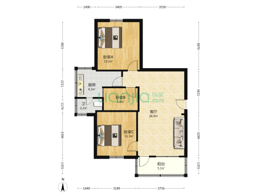 小中堂一路5号 3室1厅1卫 79平方