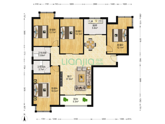 御景龙湾 4室1厅2卫 137平方