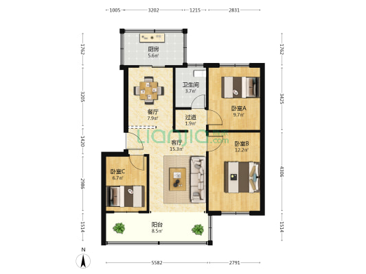春城路280号 3室2厅1卫 71平方