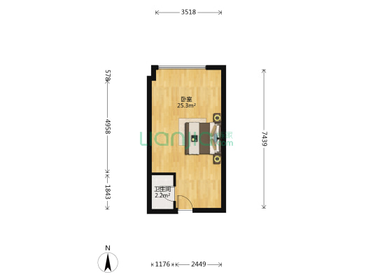众美凤凰绿都四期 1室0厅1卫 42平方