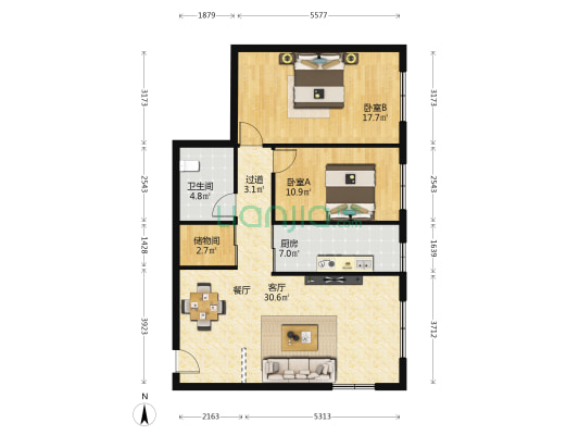 众成小区 2室1厅1卫 104平方