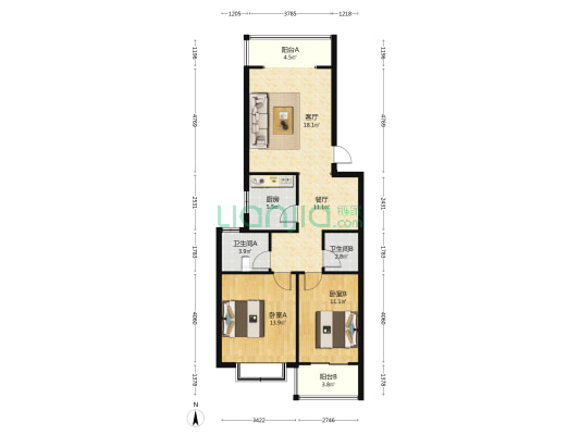 连城别苑熙园 2室2厅2卫 97平方