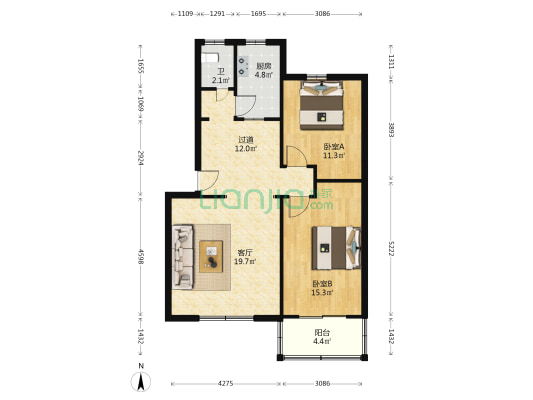 丰源南里裕丰楼 2室1厅1卫 89平方