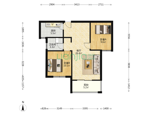 漯阜雅苑 2室1厅1卫 87平方