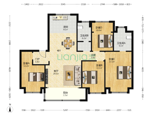 招商融创·东望府 4室1厅2卫 151平方