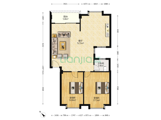 龙升北路 2室1厅1卫 100平方
