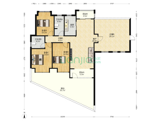 湘核星城春晓 3室1厅2卫 120平方