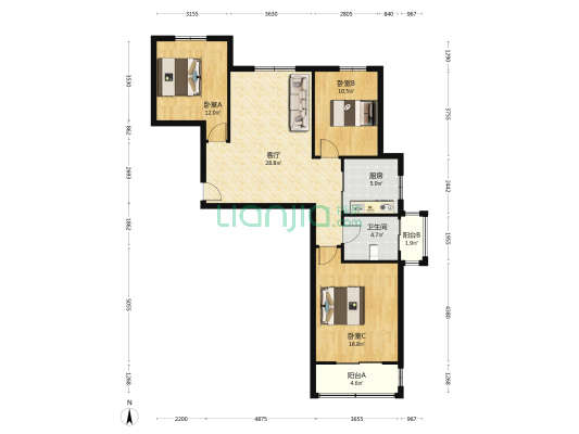 双塔区香港豪庭精装三居，本满五不唯一-户型图
