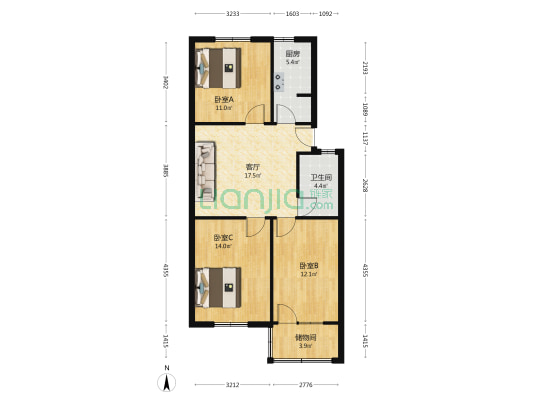 小车队 3室1厅1卫 82平方