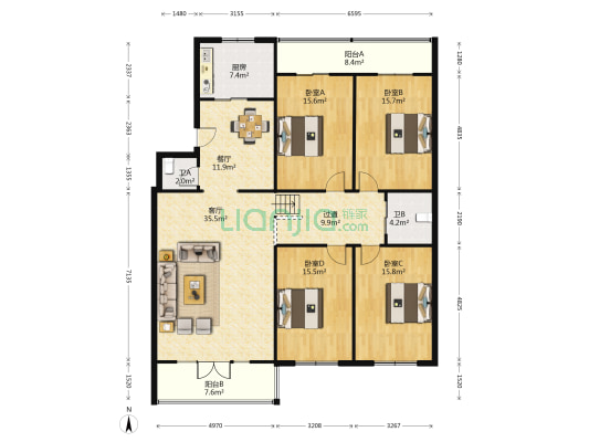 绣水花园 4室2厅2卫 184平方