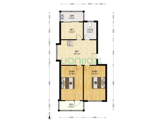 农经公寓 2室2厅1卫 94平方