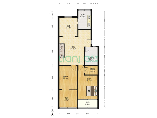 荷花塘(六合) 3室2厅1卫 109平方