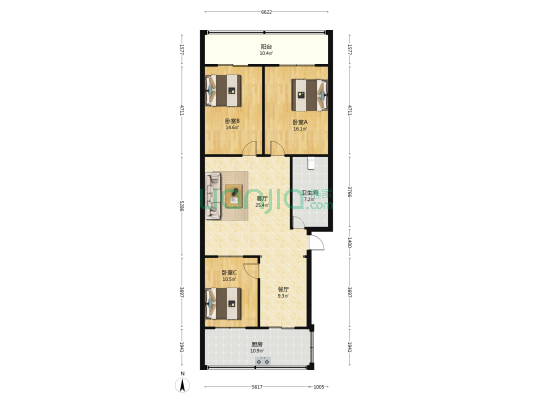 环保宿舍(新) 3室2厅1卫 112平方