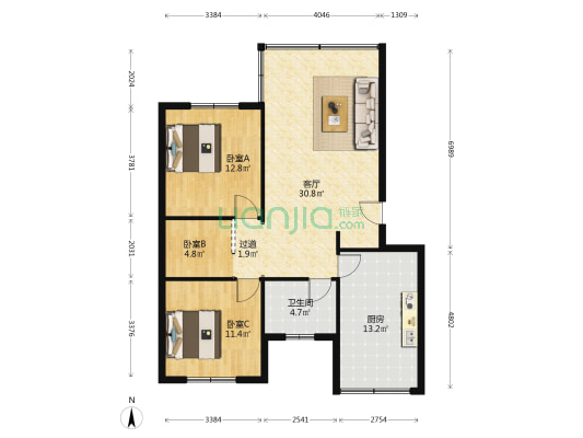 華茂園 3室1厅1卫 100平方