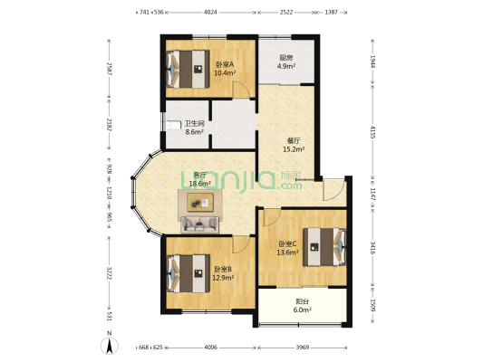 临天路八弄32号 3室2厅1卫 108平方