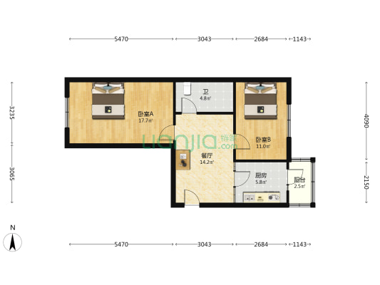 东棵小区 2室1厅1卫 71平方