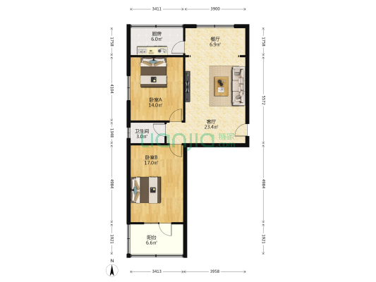 兰州建筑段家属院 2室2厅1卫 93平方