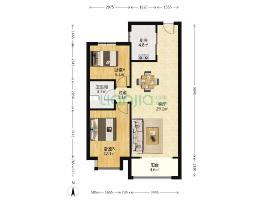 碧桂园御玺 2室1厅1卫 87平方