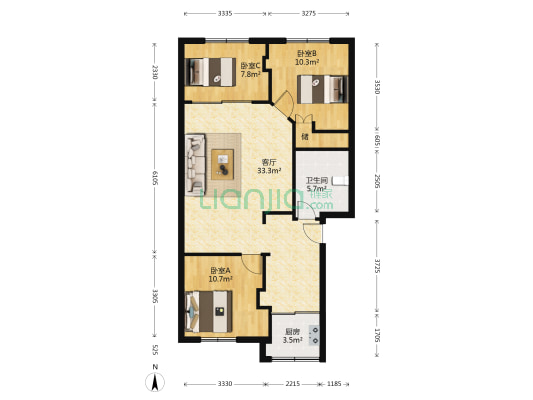 隆山东路二百九十五弄 3室1厅1卫 89平方