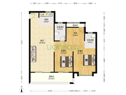南晖茗居 3室1厅2卫 115平方