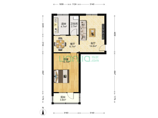 悦欣小区老头铺 1室2厅1卫 48平方