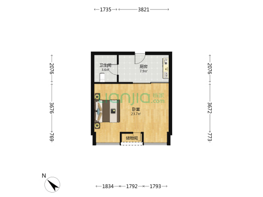 龙湖天曜星座 1室0厅1卫 46平方