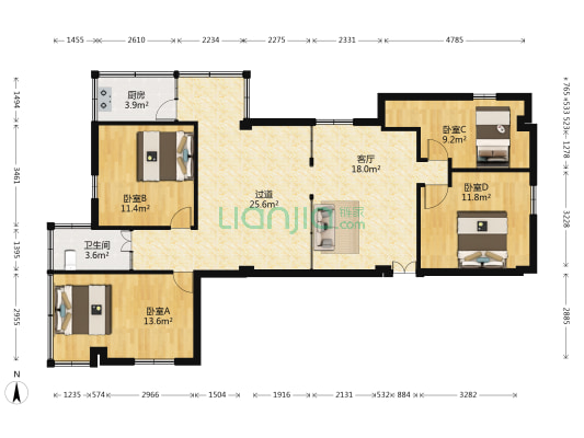 上沙东街6号 4室1厅1卫 115平方