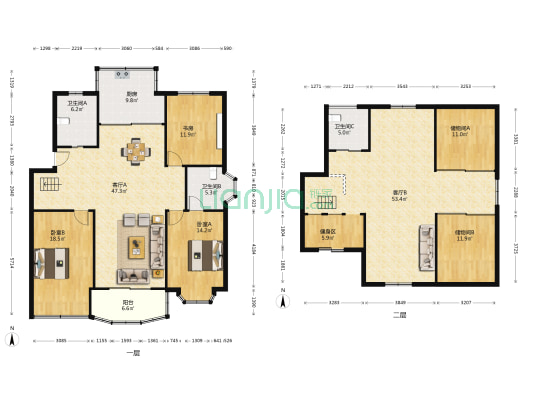 锦江苑 3室2厅3卫 197平方