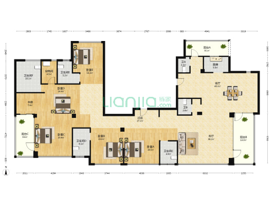 云上府第 6室2厅6卫 360平方