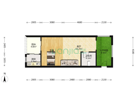 东城38号 1室1厅1卫 62平方