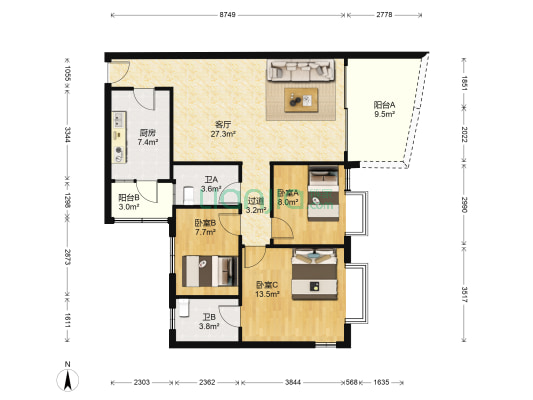 顺德碧桂园东苑 3室1厅2卫 97平方