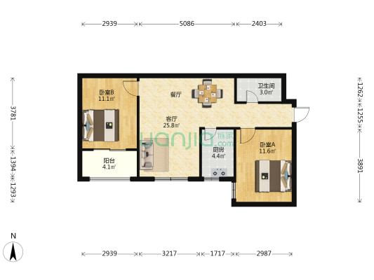 灰炉新苑 2室1厅1卫 76平方