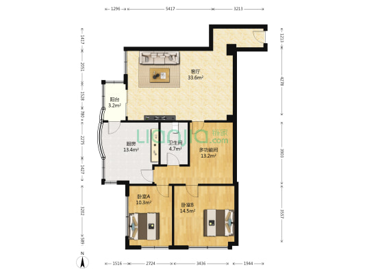 光明大厦 3室1厅1卫 106平方