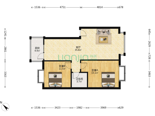五环假日广场 2室1厅1卫 84平方