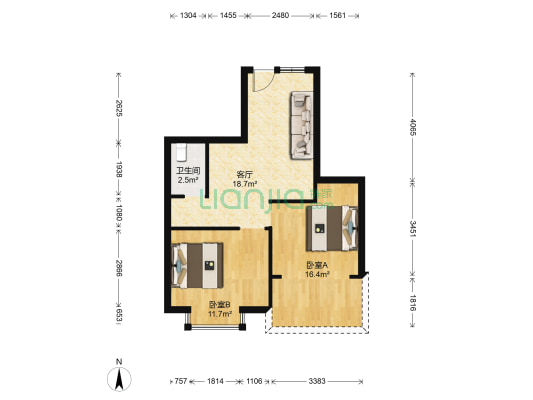 中和家园 2室1厅1卫 60平方