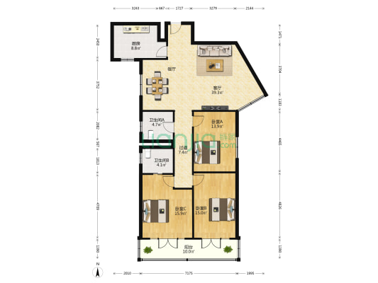 青山湖电力小区 3室1厅2卫 158平方