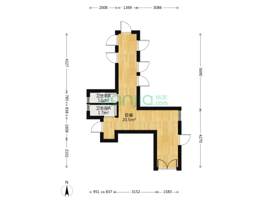 香月湖 1室0厅2卫 109平方