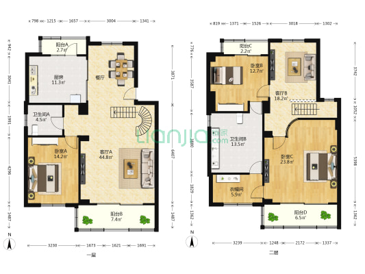 厦门航空宿舍别墅区 3室2厅2卫 185平方