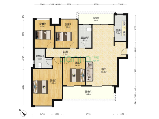 人居翠怡峰荟 4室1厅2卫 144平方