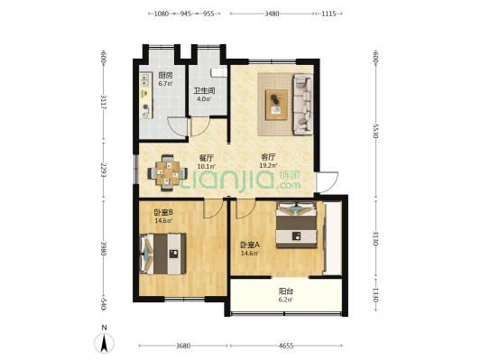 襄阳市激光技术研究所 2室2厅1卫 89平方