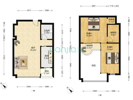 彩舍大厦 2室1厅1卫 101平方