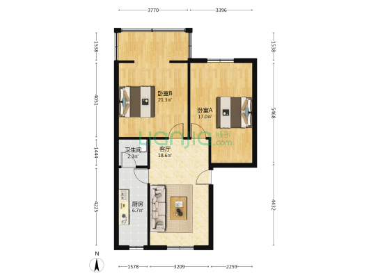 瑞联路239号 2室1厅1卫 77平方