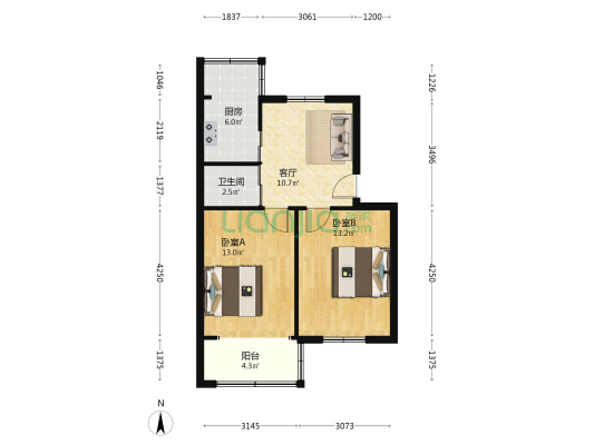 警泰苑 2室1厅1卫 61平方