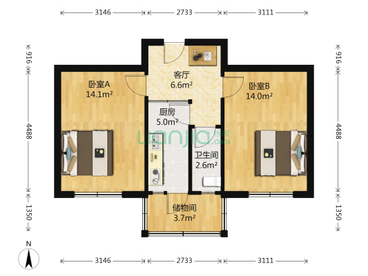 利兴水科楼家属楼 2室1厅1卫 41平方