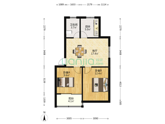 银塔路 2室1厅1卫 67平方