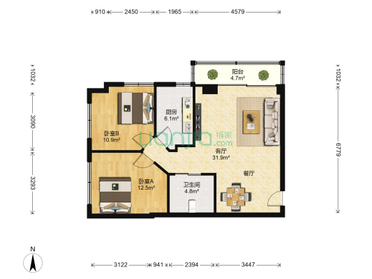 潇湘大厦 2室1厅1卫 95平方
